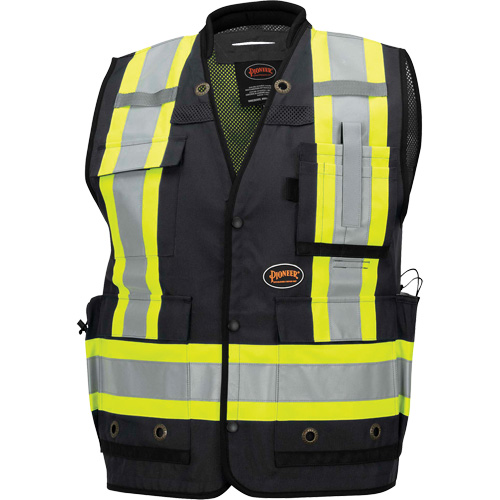 6679 High-Visibility Antimicrobial Mesh-Back Surveyor Vest, Black, Small, Polyester Par Equipment