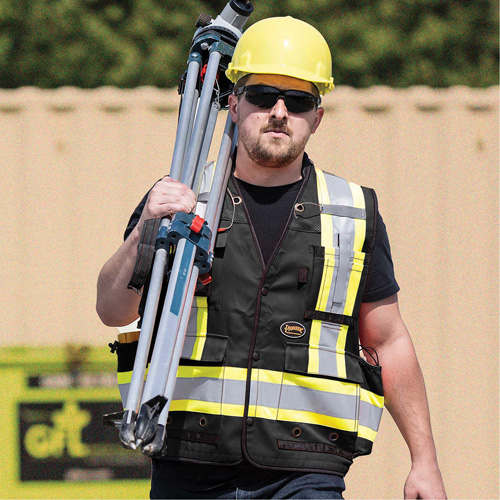 6679 High-Visibility Antimicrobial Mesh-Back Surveyor Vest, Black, Small, Polyester Par Equipment
