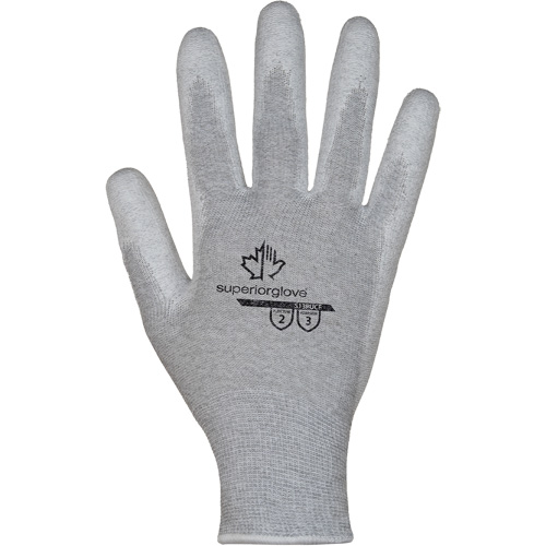 Gants blancs KnitActiv dissipatifs &eacute;lectrostatiques et peu pelucheux, 5, R&ecirc;vetement Polyur&eacute;thane, Calibre 13, Enveloppe en Nylon/Coton Par Equipment