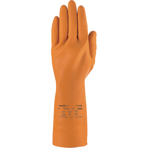 Gants robustes r&eacute;sistants aux produits chimiques AlphaTec 87-208, Taille 7, 12,8" lo, Latex de caoutchouc, Doublure en Coton/Ouat&eacute;e, 29,5 mils Par Equipment
