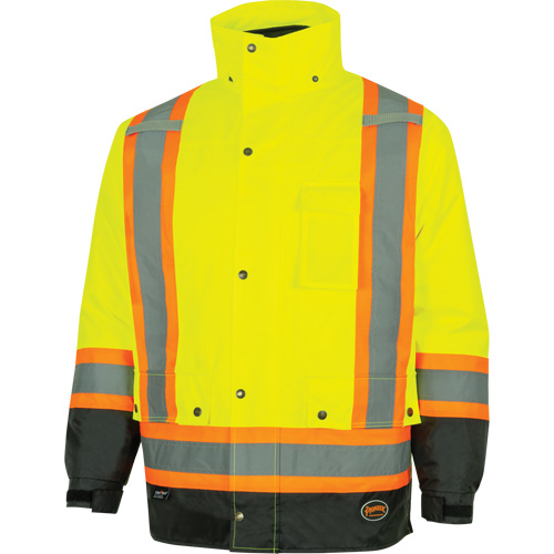 Parka de s&eacute;curit&eacute; d'hiver imperm&eacute;able 7-en-1 5057 Pioneer Yukon, Polyester, Noir/Jaune lime haute visibilit&eacute;, T-petit Par Equipment