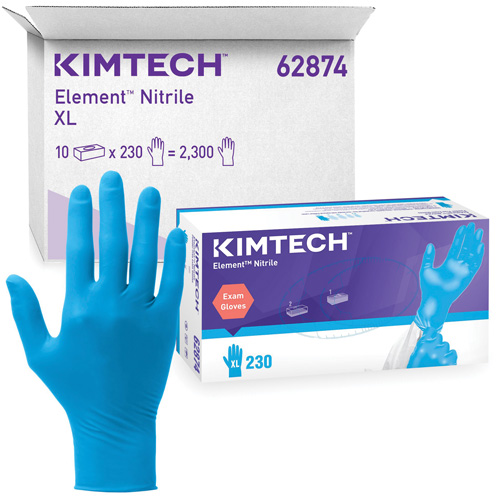 Gants d'examen Kimtech Element, T-petit, Nitrile, 3,2 mils, Sans poudre, Bleu, Classe 2 Par Equipment