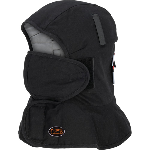 Pioneer 765A Flame-Resistant Quilted Hard Hat Liner with Long Neck & Detachable Mouthpiece, Black/Grey, Cotton/FR-Tech&reg;/Modacrylic/Nylon Par Equipment