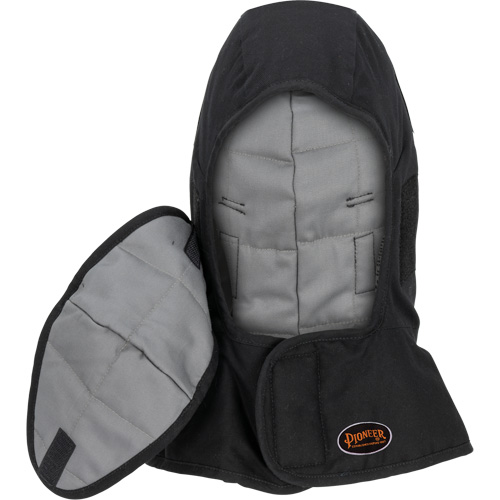 Pioneer 765A Flame-Resistant Quilted Hard Hat Liner with Long Neck & Detachable Mouthpiece, Black/Grey, Cotton/FR-Tech&reg;/Modacrylic/Nylon Par Equipment
