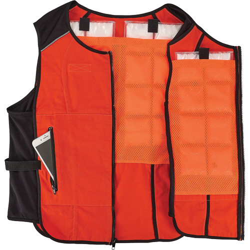 Chill-Its 6260 Lightweight Phase Change Cooling Vest with Rechargeable Packs, 2X-Large/3X-Large, Orange Par Equipment