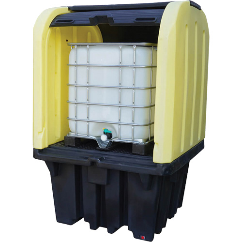 Yellow Roll Top Hardcover Spill Pallet, 65" L x 65" W x 101" H, 5000 lbs. Load Capacity Par Equipment