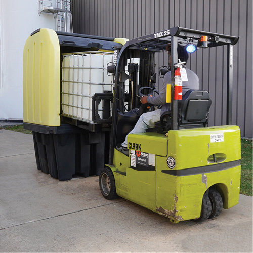 Yellow Roll Top Hardcover Spill Pallet, 65" L x 65" W x 101" H, 5000 lbs. Load Capacity Par Equipment