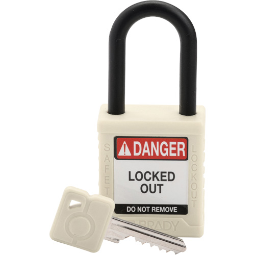 Cadenas de verrouillage de s&eacute;curit&eacute; Velocity, Blanc, Cl&eacute;s diff&eacute;rentes, Nylon, Largeur de 1-1/2" Par Equipment
