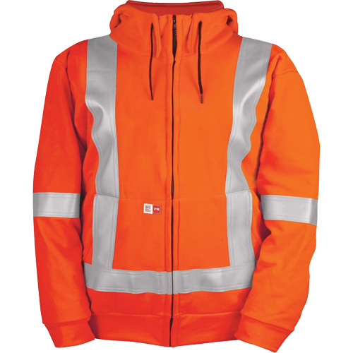 High-Visibility Wind Resistant Zip-Front Sweatshirt with DetachableHood, Men's, 5X-Large, High Visibility Orange, 27.7 cal/cm² Par Equipment