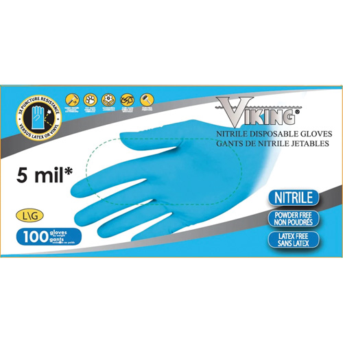 34600 Disposable Gloves, Medium, Nitrile, 5-mil, Powder-Free, Blue Par Equipment