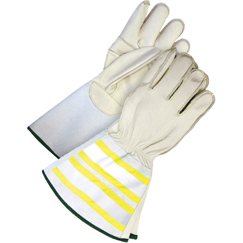 Gants utilitaires haute visibilit&eacute; avec manchette de 6,25", Moyen, Paume en Cuir fleur de vache Par Equipment
