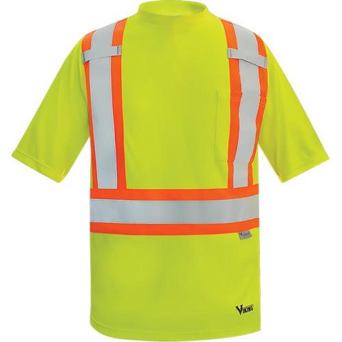Viking&reg; Safety Bamboo Lined T-shirt, Polyester, Small, High Visibility Lime-Yellow Par Equipment
