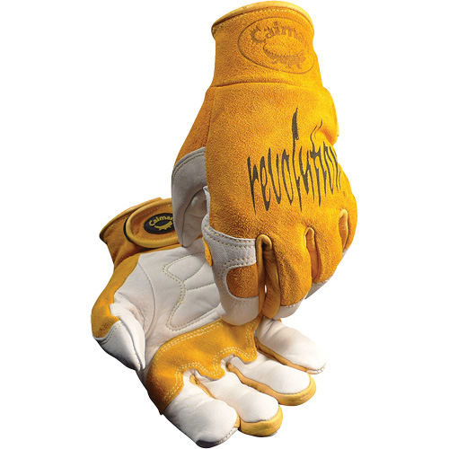 Gants de soudeur TIG/MIG de premi&egrave;re qualit&eacute; Caiman avec fermeture &agrave; boucles & crochets, Cuir de vache refendu, Taille T-Grand Par Equipment