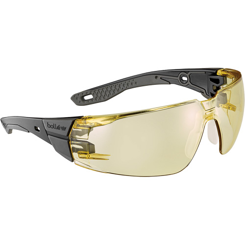 RUSH+ 2.0 M/L Safety Glasses with Black & Grey Frame, Amber Lens, Anti-Fog/Anti-Scratch, ANSI Z87+ Par Equipment