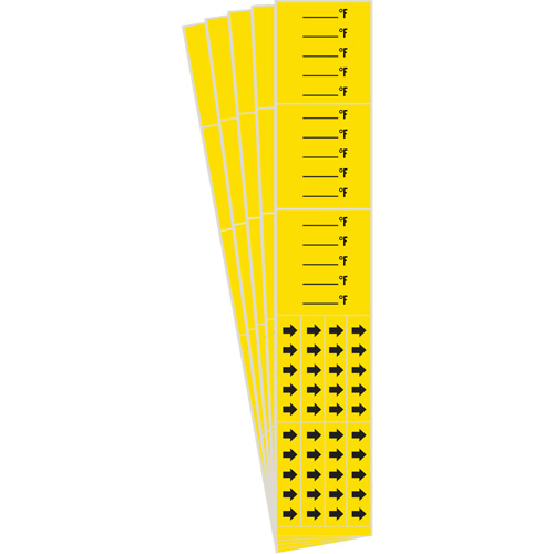 Marqueurs de tuyau avec espace vierge suivi du symbole °F , Autocollant, 2-1/4" h x 14" la, Noir sur jaune Par Equipment