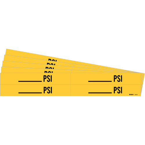 "Blank PSI" Pipe Markers, Self-Adhesive, 1-1/8" H x 7" W, Black on Yellow Par Equipment