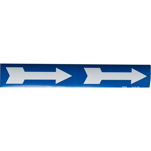 Arrow Pipe Markers, Self-Adhesive, 4" H x 12" W, White on Blue Par Equipment