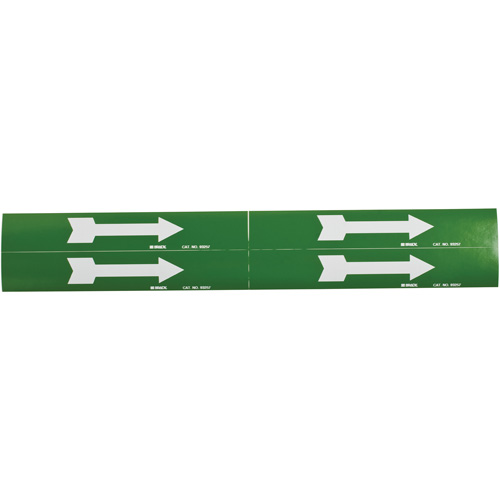Arrow Pipe Markers, Self-Adhesive, 1-1/8" H x 7" W, White on Green Par Equipment