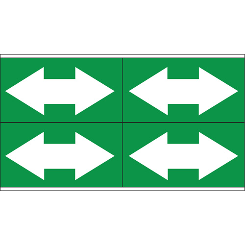 Dual Direction Arrow Pipe Markers, Self-Adhesive, 1-1/8" H x 7" W, White on Green Par Equipment