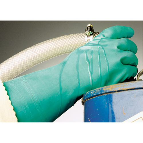 Gants &agrave; prise emboss&eacute;e &agrave; motif en Z StanSolv, Taille Moyen/8, 14" lo, Nitrile, Doublure en Interlock, 11 mils Par Equipment