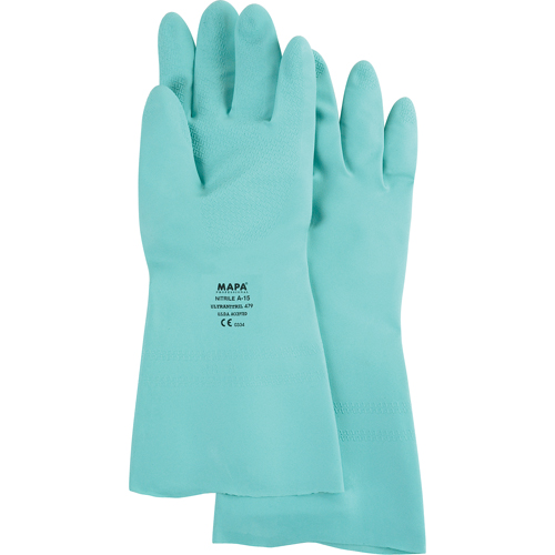 StanSolv&reg; Z-Pattern Grip Gloves, Size Large/9, 13" L, Nitrile, 15-mil Par Equipment