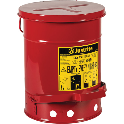 Oily Waste Cans, FM Approved/UL Listed, 6 US Gal., Red Par Equipment