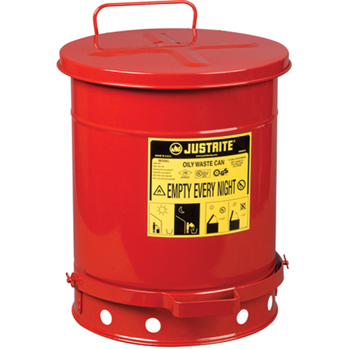 Oily Waste Cans, FM Approved/UL Listed, 10 US gal., Red Par Equipment