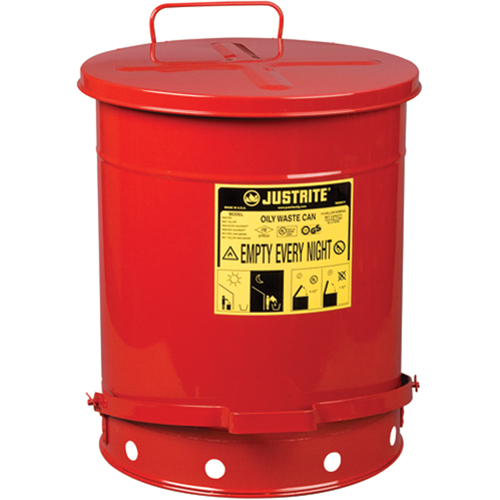 Oily Waste Cans, FM Approved/UL Listed, 14 US gal., Red Par Equipment