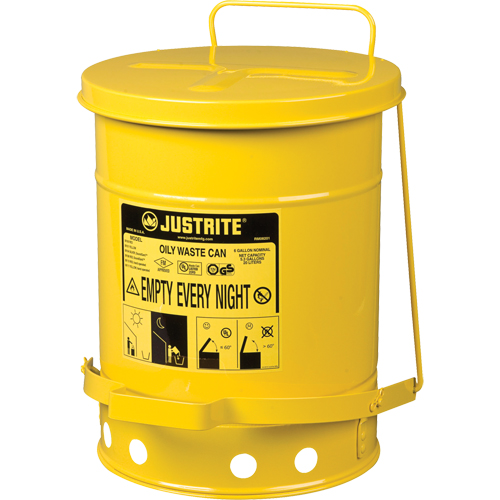 Contenants pour d&eacute;chets huileux, Homologu&eacute; FM/List&eacute; UL, 6 gal. US, Jaune Par Equipment