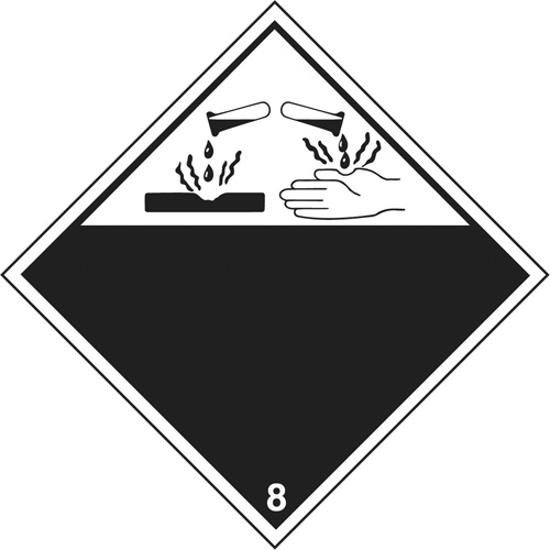 Corrosive Materials TDG Placard, Plastic Par Equipment