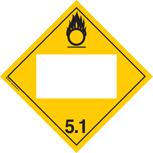 Oxidizer TDG Placard, Adhesive Vinyl Par Equipment