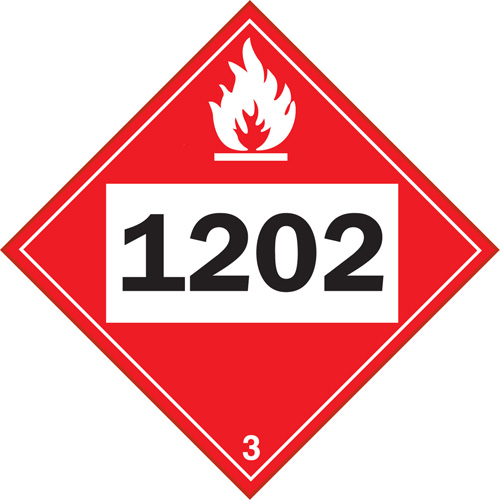 1202 Fuel Oil Flammable Liquid TDG Placard, Adhesive Vinyl Par Equipment