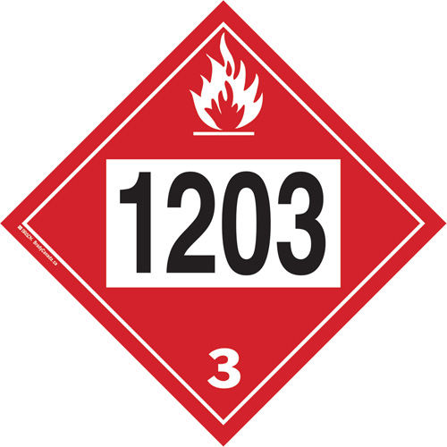 1203 Gasohol & Gasoline Flammable Liquid TDG Placard, Plastic Par Equipment