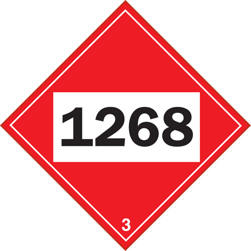 1268 Petroleum Distillates TDG Placard, Plastic Par Equipment