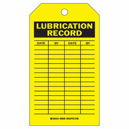 &eacute;tiquettes registres de lubrifications, Polyester, 4" la x 7" h, Anglais Par Equipment