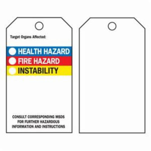 Right-To-Know Tags, Polyester, 3" W x 5-3/4" H, English Par Equipment
