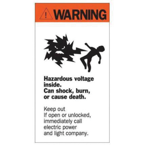 Enseigne Warning Hazardous Voltage, 8" x 4-1/2", Acrylique, Anglais avec pictogramme Par Equipment