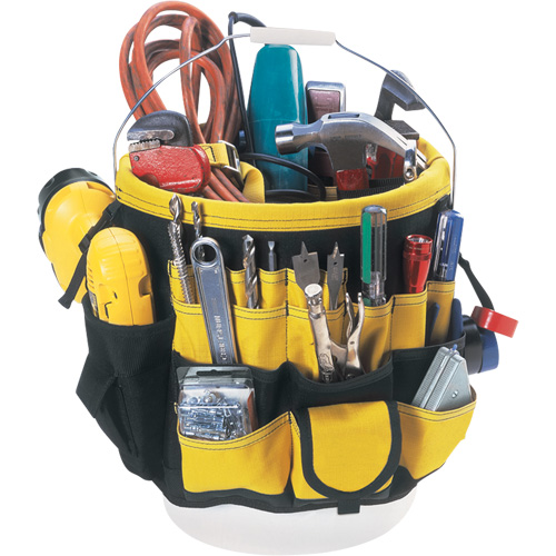 Organisateur pour seau &agrave; outils, 6" lo x 11" la x 12" h, Nylon, Noir/Jaune Par Equipment