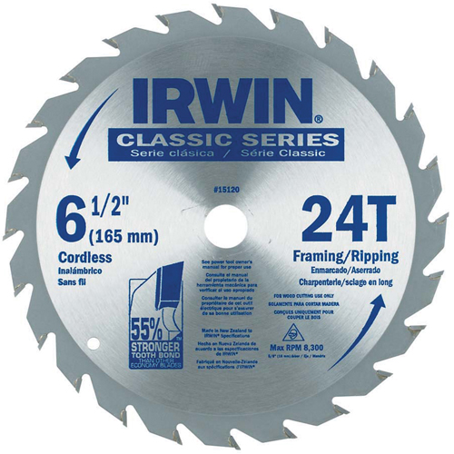 Contractor Saw Blades - Classic Series Saw Blades, 6-1/2", 24 Teeth, Wood Use Par Equipment