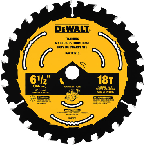 Lame de scie circulaire pour charpente, 6-1/2", 18 dents, Pour Bois Par Equipment