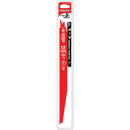 Lame de scie alternative tout usage, Bim&eacute;tal, 8-14 Dents par pouce, 12" lo x 1" la Par Equipment