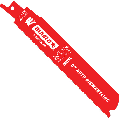 Lame de scie alternative autod&eacute;montage, Bim&eacute;tal, 10-14 Dents par pouce, 6" lo x 1" la Par Equipment