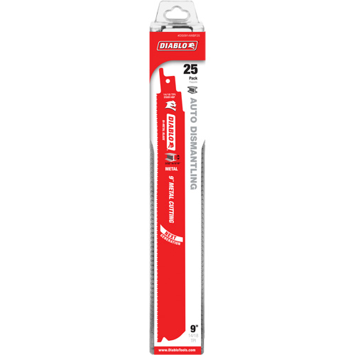 Lame de scie alternative autod&eacute;montage, Bim&eacute;tal, 14-18 Dents par pouce, 9" lo x 1" la Par Equipment