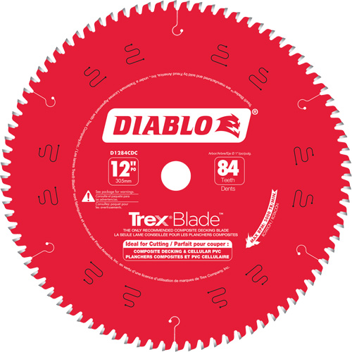 Lame de scie &agrave; d&eacute;couper Trex Blade, 12", 84 dents, Pour Plastique/Plastique Par Equipment