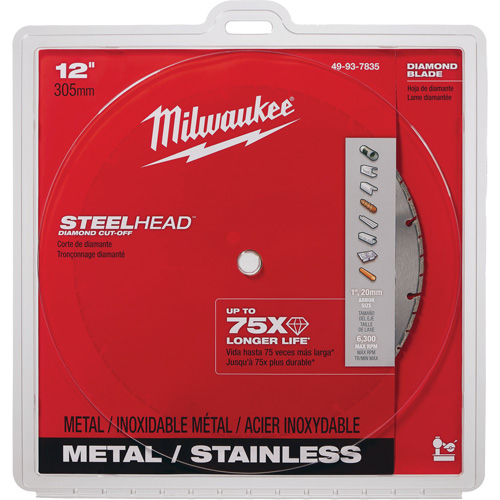 Steelhead Diamond Cut-Off Circular Saw Blade, 12", Metal Use Par Equipment