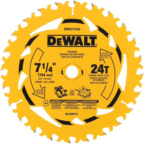 Circular Saw Blade, 7-1/4", 24 Teeth, Wood Use Par Equipment