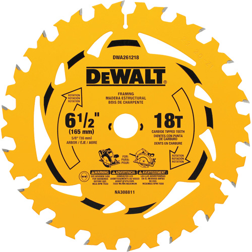 Framing Circular Saw Blade, 6-1/2", 18 Teeth, Wood Use Par Equipment