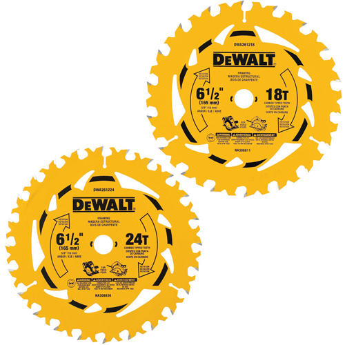 Circular Saw Blade Combo Pack, 6-1/2", 18/24 Teeth, Wood Use Par Equipment