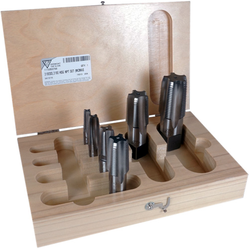 Jeu de tarauds pour tuyau conique 3180 1/8" - 1" NPT 6 mcx, Droit, Acier rapide Par Equipment