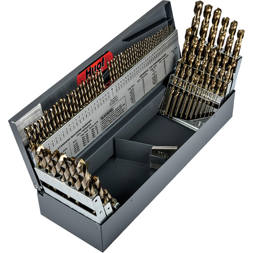 Jeu de forets s&eacute;rie courte combin&eacute;s robustes, 115 morceaux, Acier rapide au cobalt Par Equipment